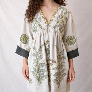 Sunday Up Boho Oversized Embroidered Mini Dress - Up to Size 16 - NWOT